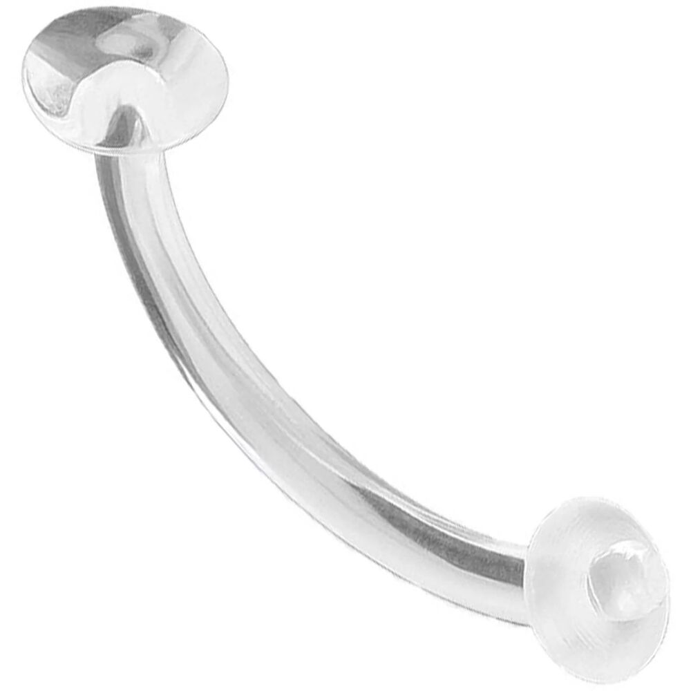 Curved Barbell Piercing Retainer 5 Clear Acrylic 14G 7/16” with Silicone O-Ring
